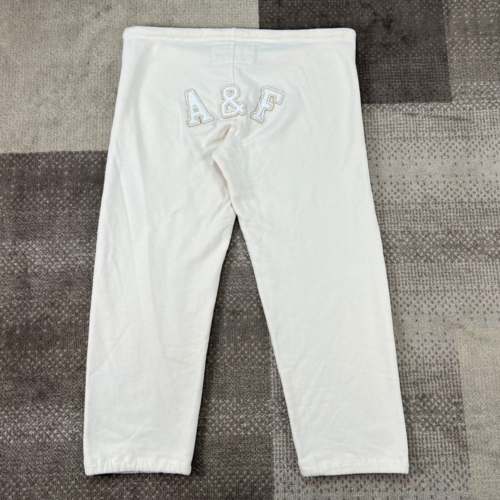 Y2K Abercrombie and Fitch Womens S Cream Embroidered Spellout Sweatpant Y2K